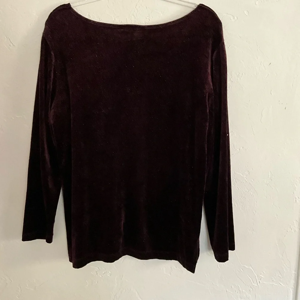 Carole Little Purple Velvet Long Sleeve Top Size 14